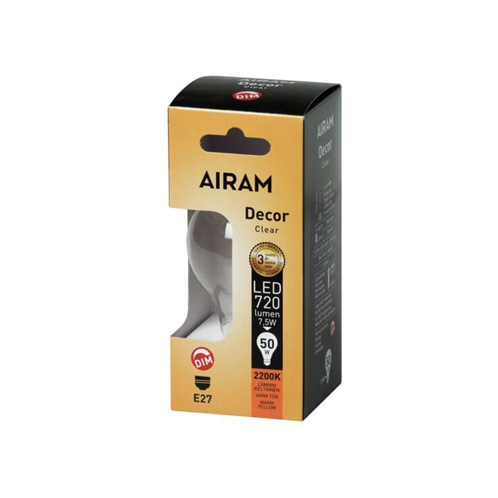 Airam Filament LED-normal lyskilde, Klar-4 filament-dæmpbar e27, 8w Airam