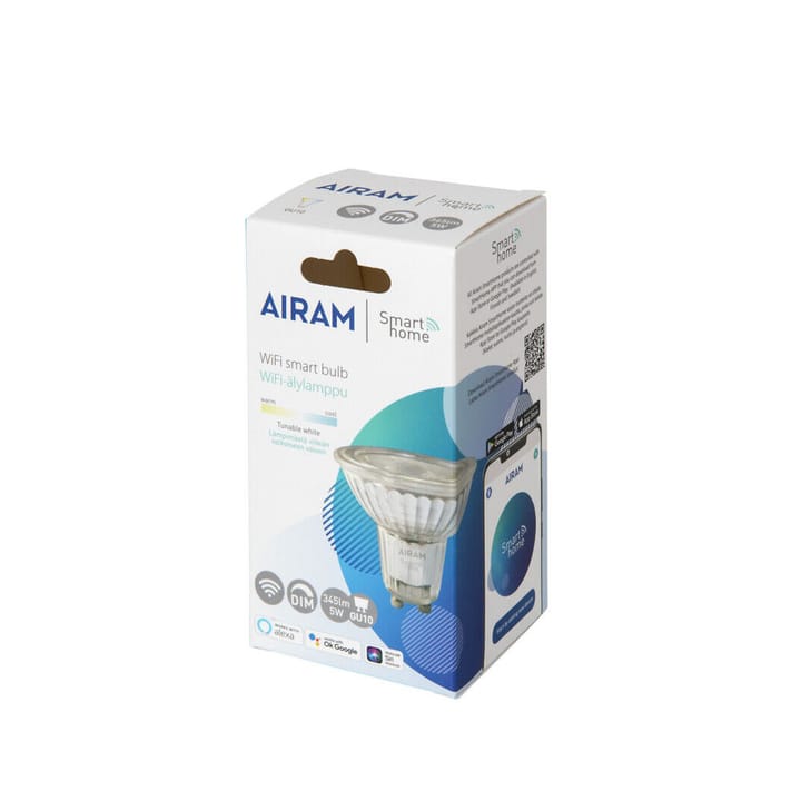 Airam Smarta Hemp LED lyskilde, klar, par16, 36°, glaskrop gu10, 5w Airam