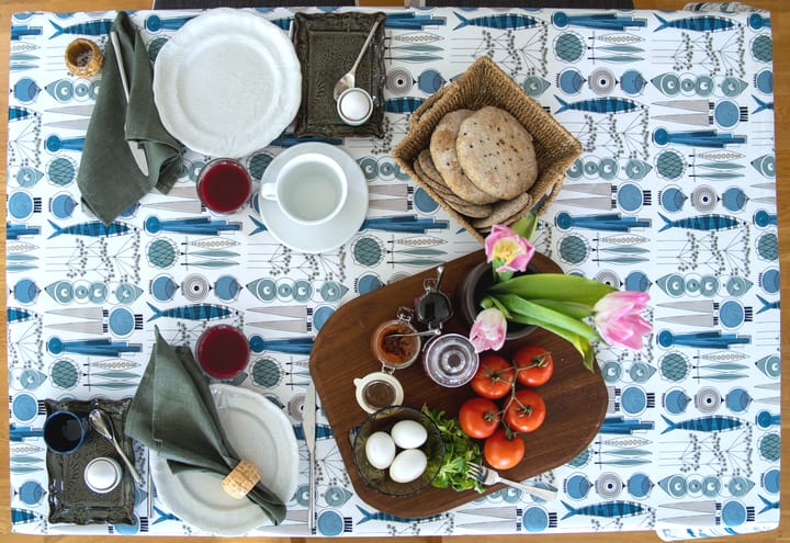 Picknick stof, Blå/Beige Almedahls