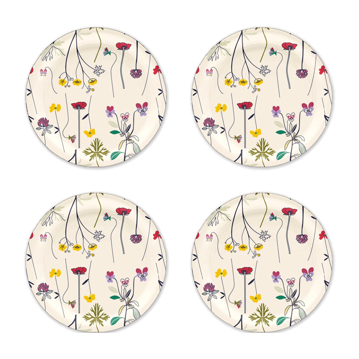 Åry Home Herbarium coasters Ø11 cm 4-pak Offwhite