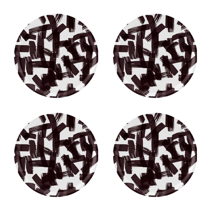 Åry Home Kryss coasters Ø11 cm 4-pak Black/White