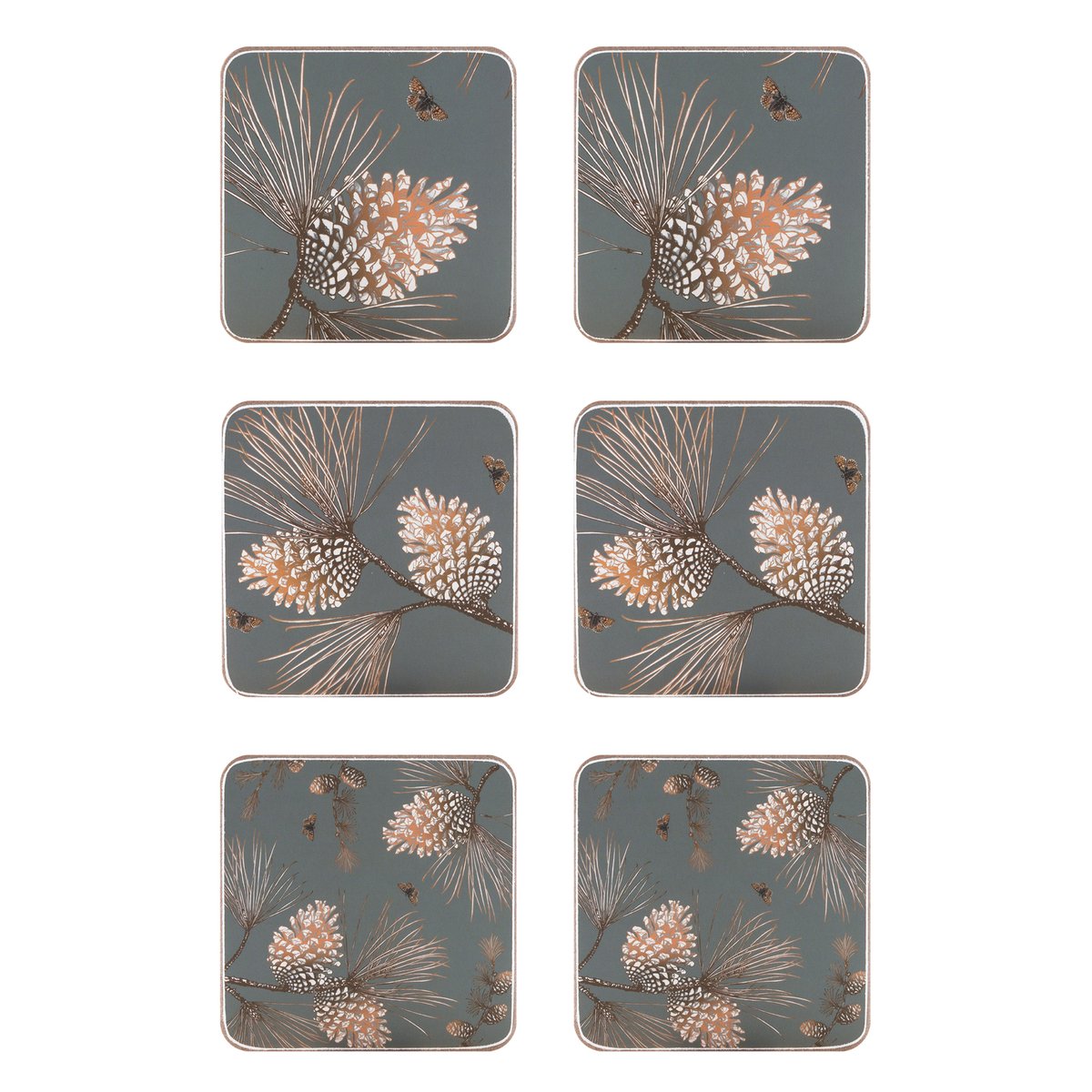 Åry Home Pine Cone glasbrikker 6-pak Moss grey