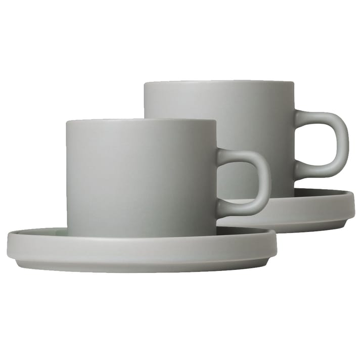 Pilar kaffekrus med underkop – 2 stk. - Mirage grey - Blomus