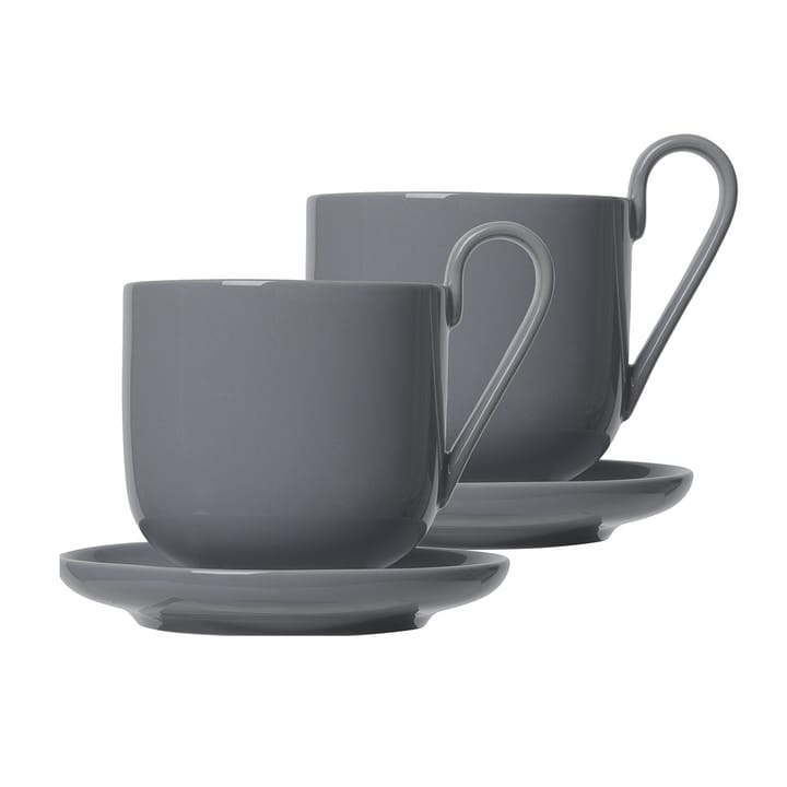 Ro kaffekop med underkop 2-pak - Sharkskin - Blomus