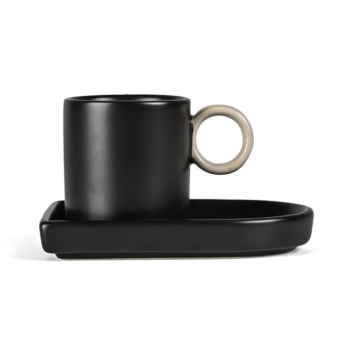 Niki espressokop med underkop, Black/Beige Byon