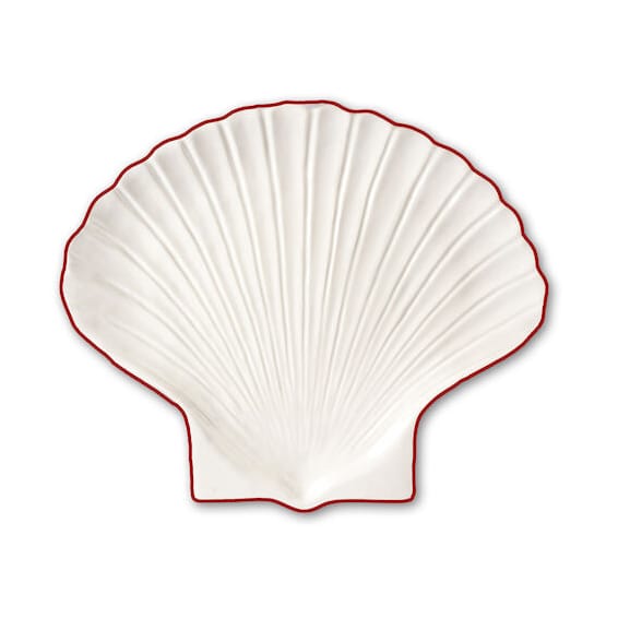 Shell Line assiet S 13x16 cm - Hvid-rød - Byon