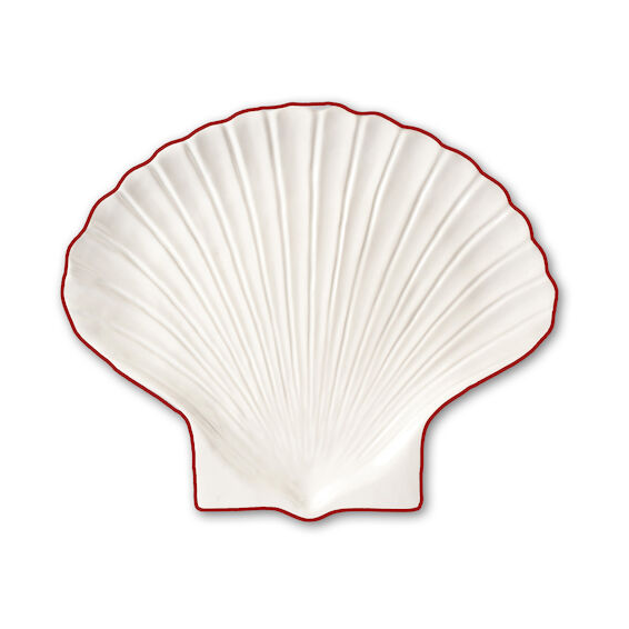 Byon Shell Line assiet S 13×16 cm Hvid-rød