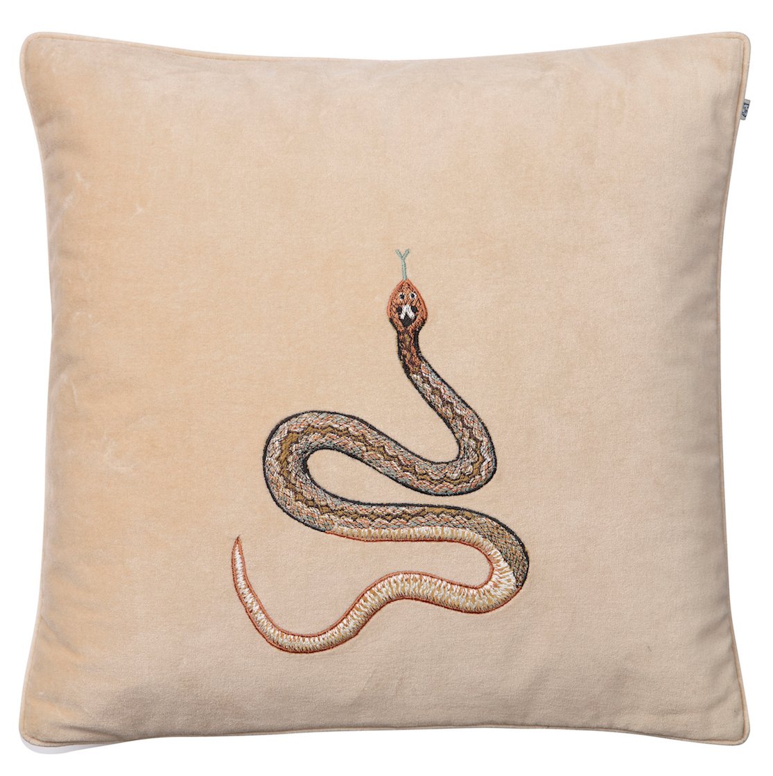 Chhatwal & Jonsson Broderet Cobra pudebetræk 50 x 50 cm Beige