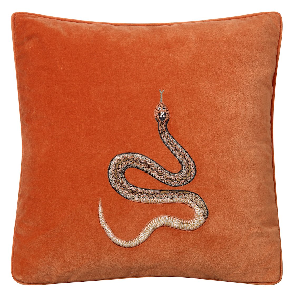 Chhatwal & Jonsson Broderet Cobra pudebetræk 50 x 50 cm Orange