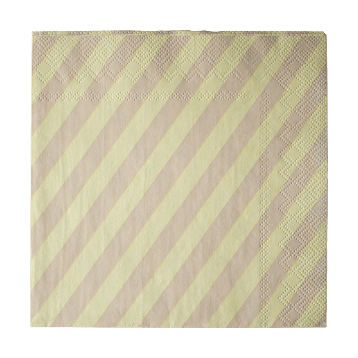 Stripe papirserviet 33x33 cm - Yellow - DBKD