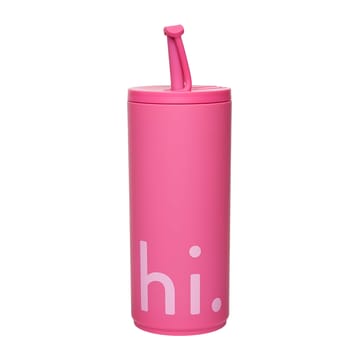 Travel Life termoflaske med sugerør 50 cl - Hi/Cherry pink - Design Letters