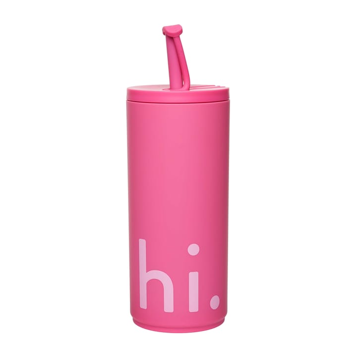 Travel Life termoflaske med sugerør 50 cl, Hi/Cherry pink Design Letters