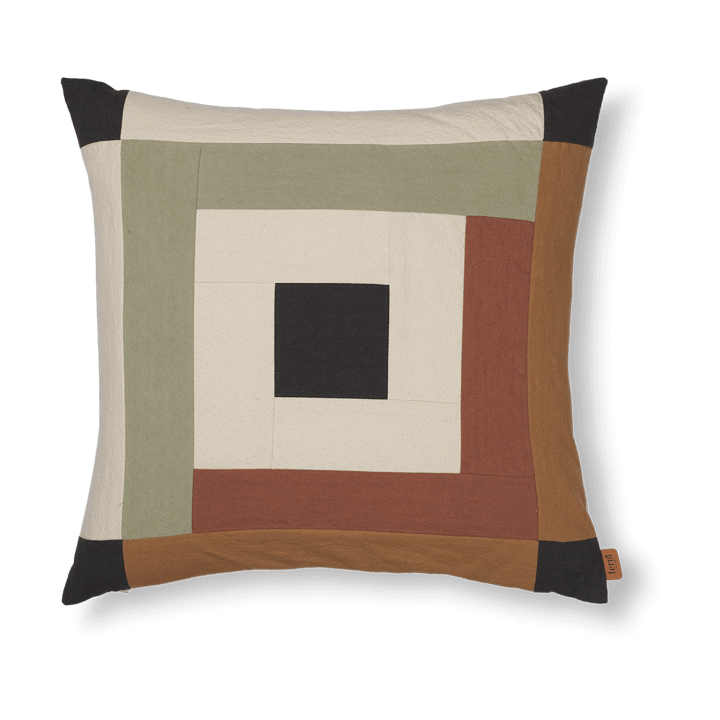 Border patchwork pudebetræk 50x50 cm - Dark sage-red brown - Ferm LIVING