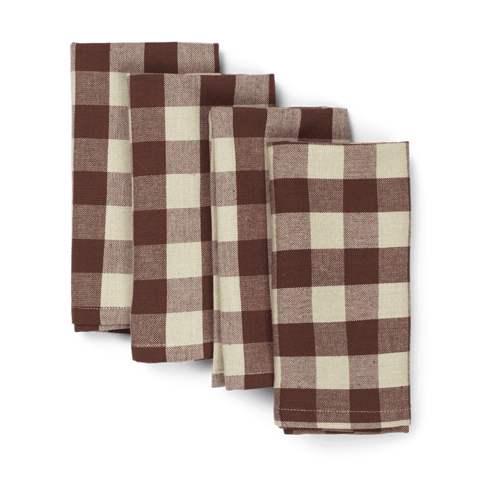 Bothy Check bomuldsservietter 40x40 cm 4-pak - Cinnamon-grey green - Ferm LIVING