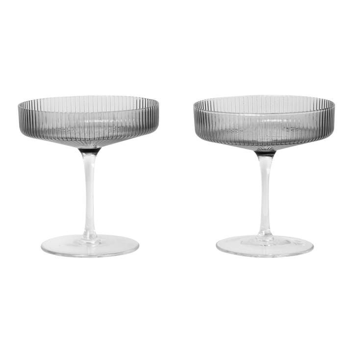 Ripple champagneglas 2-pak - smoked grey - Ferm Living