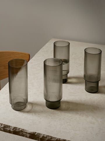 Ripple long drink-glas pakke med 4 - smoked grey - ferm LIVING