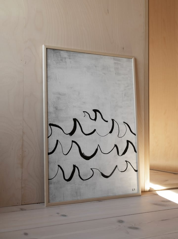 Wave plakat 50x70 cm, Sort/Hvid Fine Little Day