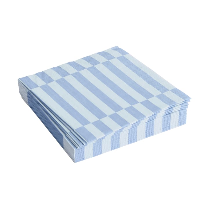 Pattern Lunch Stripe servietter 33x33 cm 20-pak, Light blue-dusty blue pillar HAY