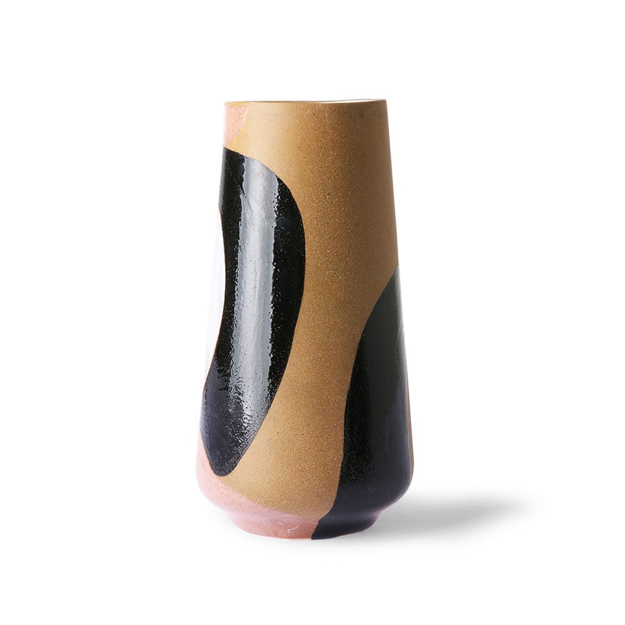 HKliving Vase Håndmalet 16×31 cm Natur-sort