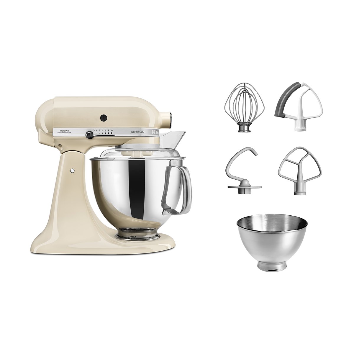 KitchenAid Artisan 5KSM175 køkkenmaskine med ekstra tilbehør 4,8 L Almond cream