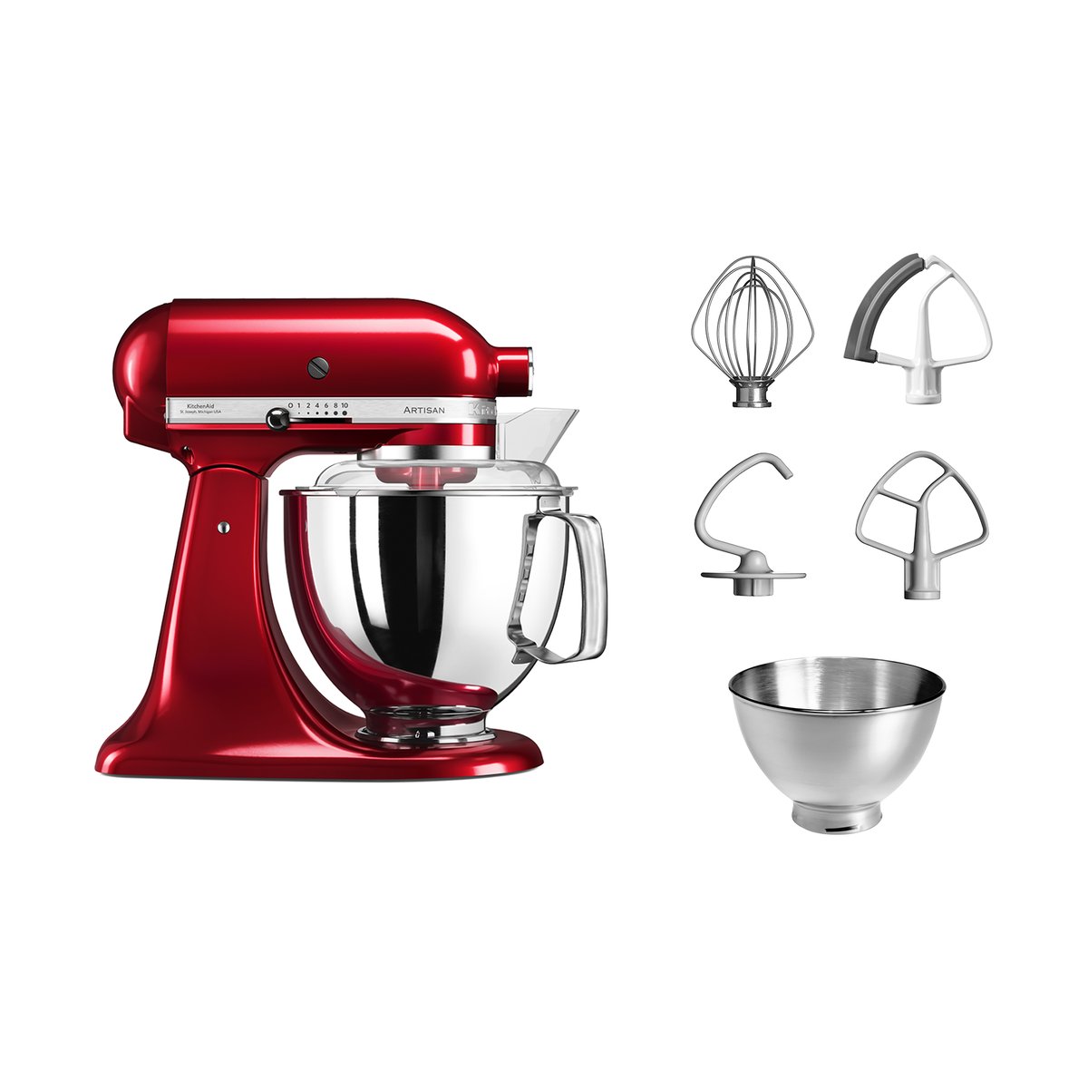 KitchenAid Artisan 5KSM175 køkkenmaskine med ekstra tilbehør 4,8 L Candy apple