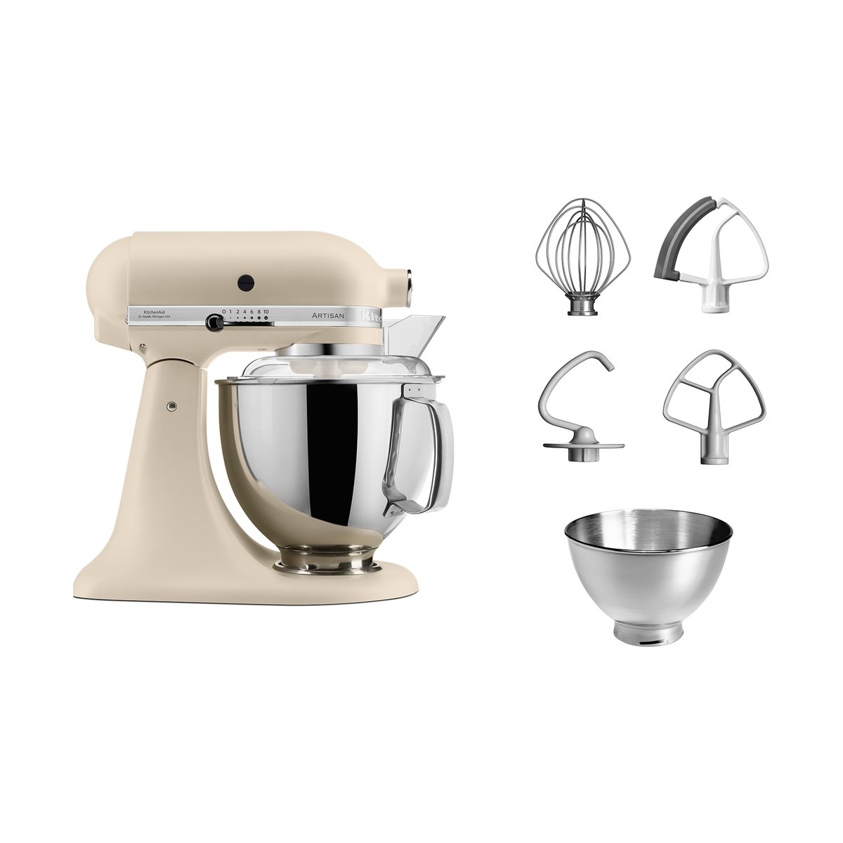 KitchenAid Artisan 5KSM175 køkkenmaskine med ekstra tilbehør 4,8 L Fresh linen