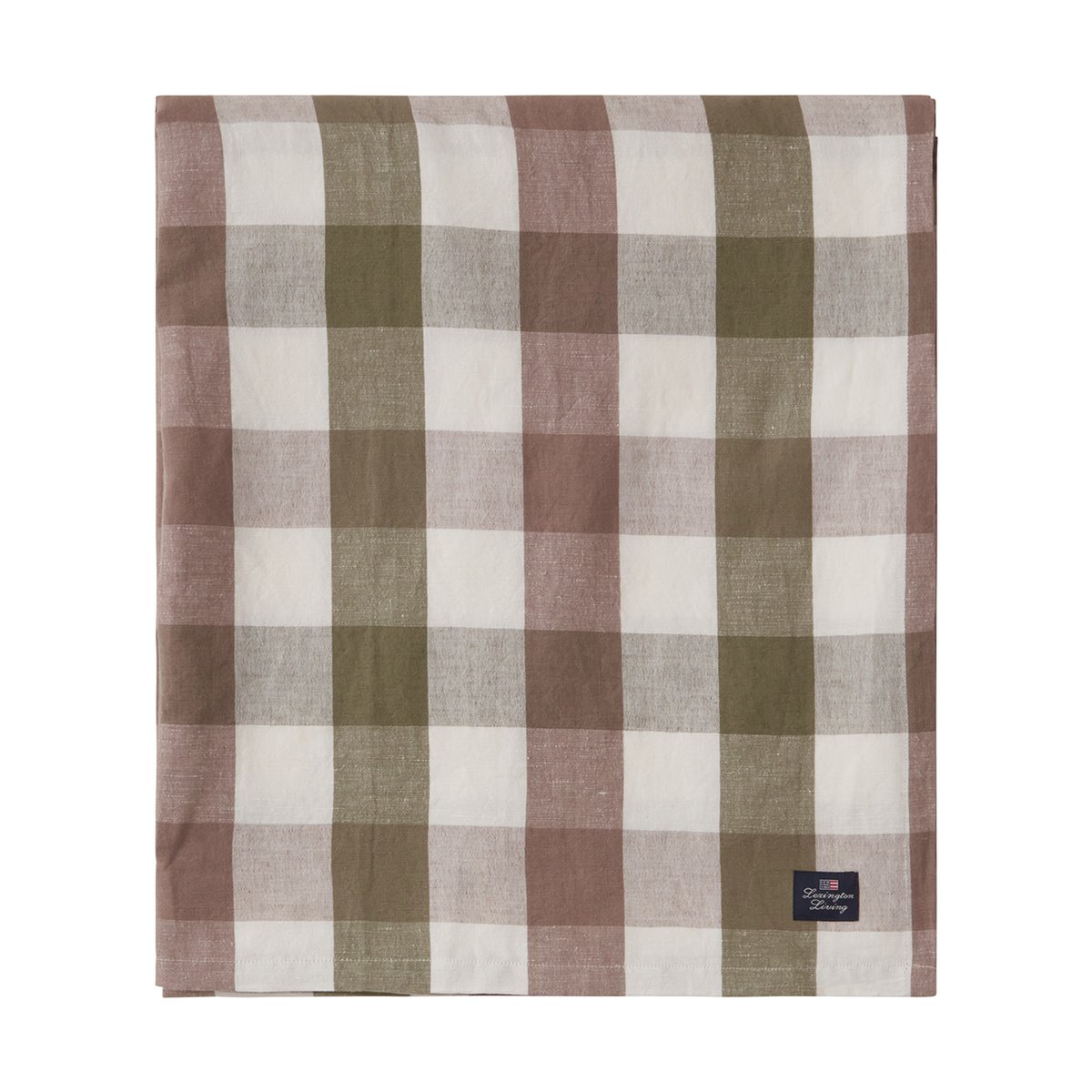 Lexington Checked Cotton Linen borddug 150×250 cm Olive