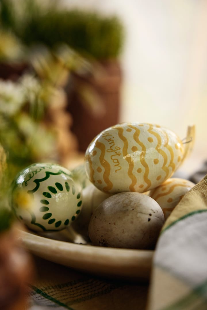 Easter Eggs in Papier Maché påskeophæng 2-pak, Green-yellow Lexington