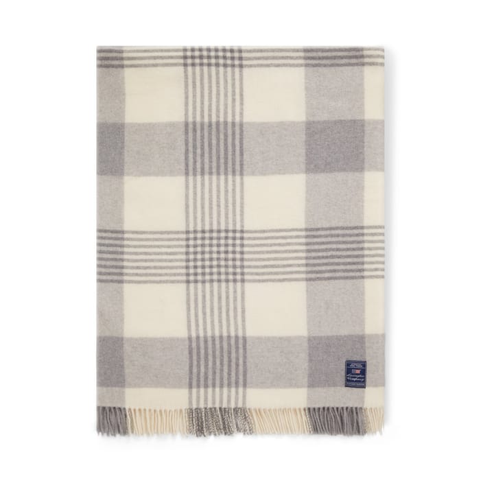 Gray Checked Recycled Wool plaid 130x170 cm, Gray/White Lexington