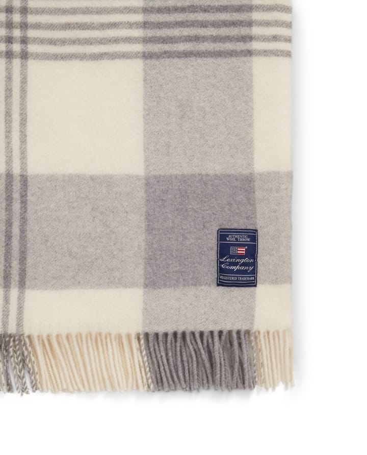 Gray Checked Recycled Wool plaid 130x170 cm, Gray/White Lexington