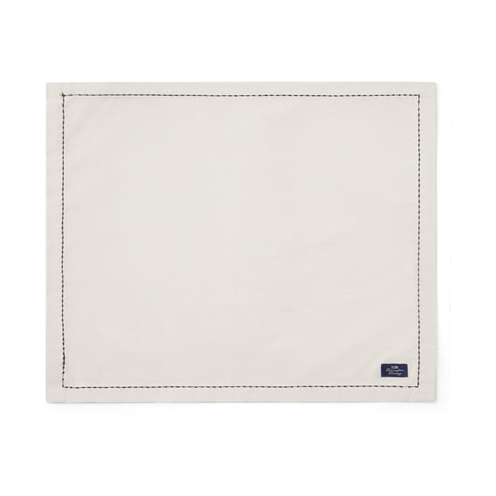 Org Cotton Oxford dækkeserviet stitches 40x50 cm - Beige/Dark gray - Lexington