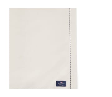 Org Cotton Oxford dækkeserviet stitches 40x50 cm - Beige/Dark gray - Lexington