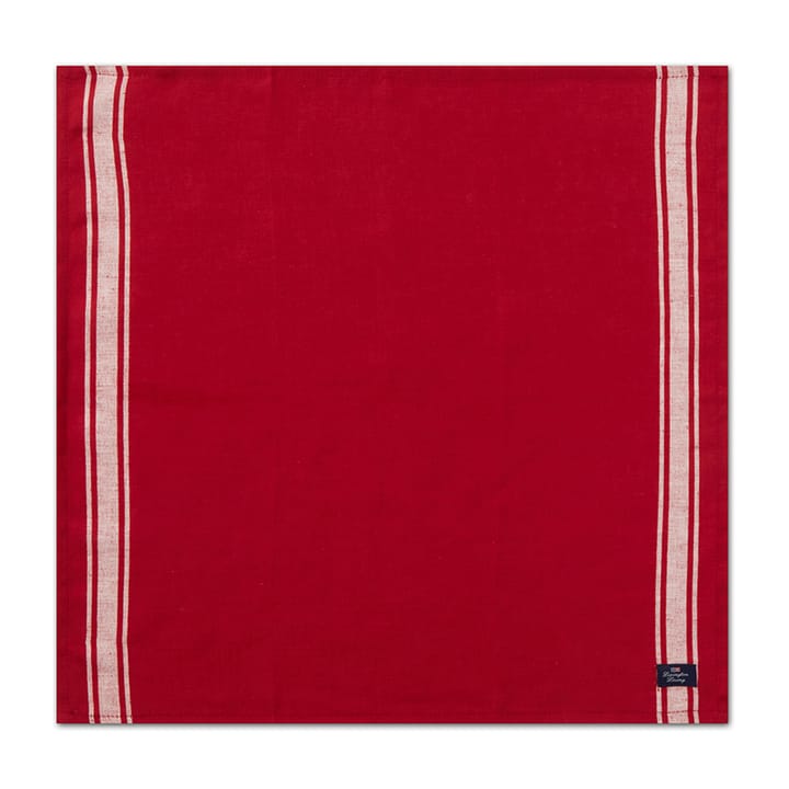 Side Striped Cotton Linen serviet 50x50 cm, Red/White Lexington