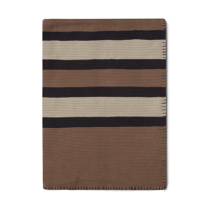 Striped Knitted Cotton plaid 130x170 cm, Brown/Beige/Dark gray Lexington