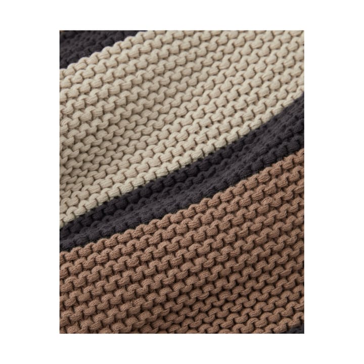 Striped Knitted Cotton plaid 130x170 cm, Brown/Beige/Dark gray Lexington