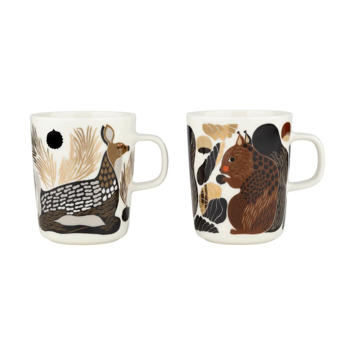 Kurre & Peura kop 25 cl 2 dele, White-brown-green Marimekko