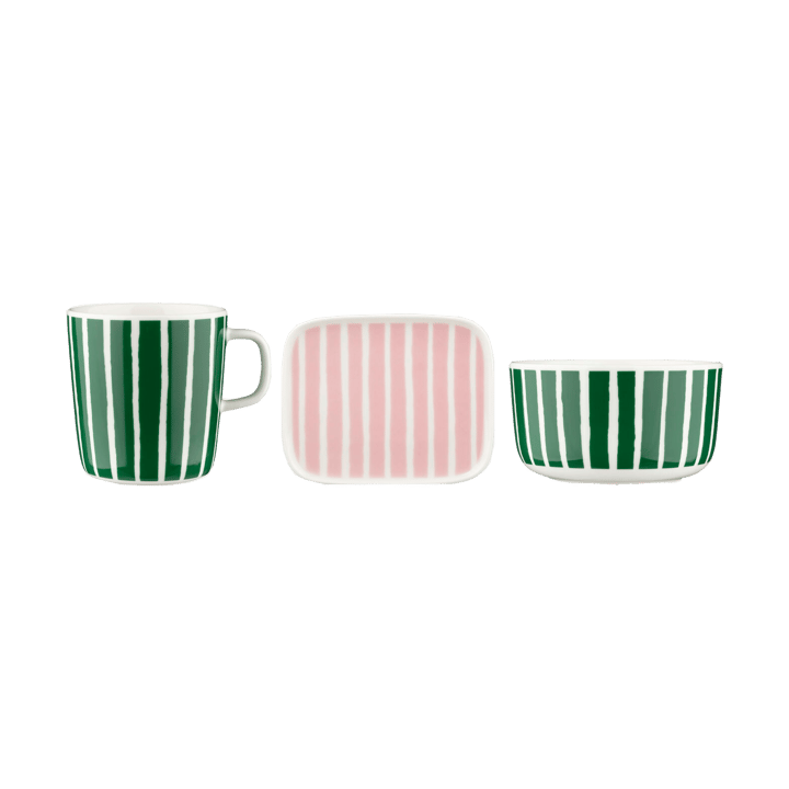 Piccolo morgenmadssæt 3 dele - Green-pink - Marimekko