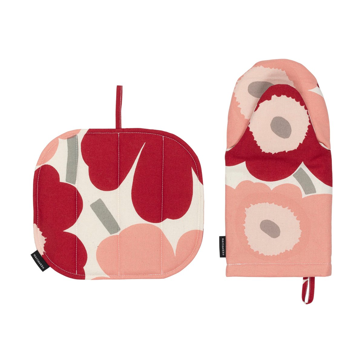 Marimekko Pieni Unikko grydevante + grydelapper 2 dele Cotton-dark cherry-rose