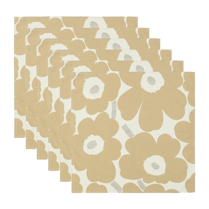 Pieni Unikko serviet 43x43 cm 6-pak - Beige/Silver/White - Marimekko