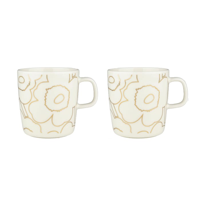 Piirto Unikko kop 4 dl 2-pak - White-gold - Marimekko