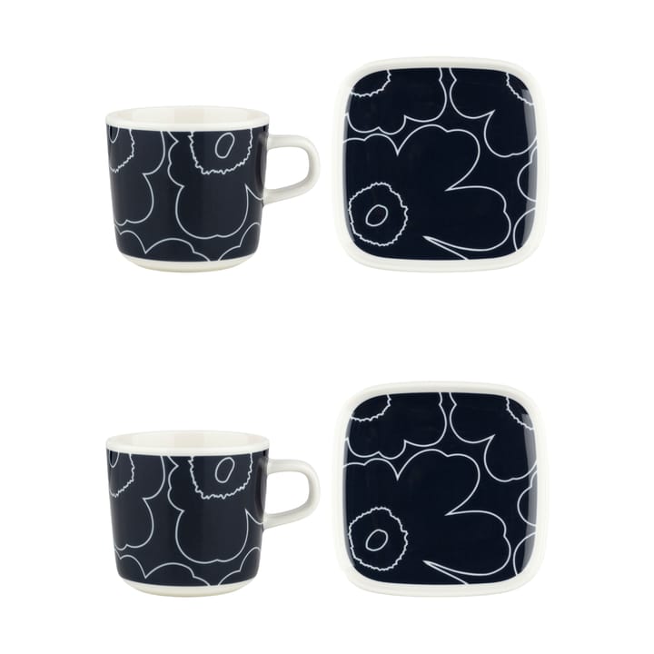 Piirto Unikko kop og underkop sæt 20 cl 4 dele, White-dark blue Marimekko