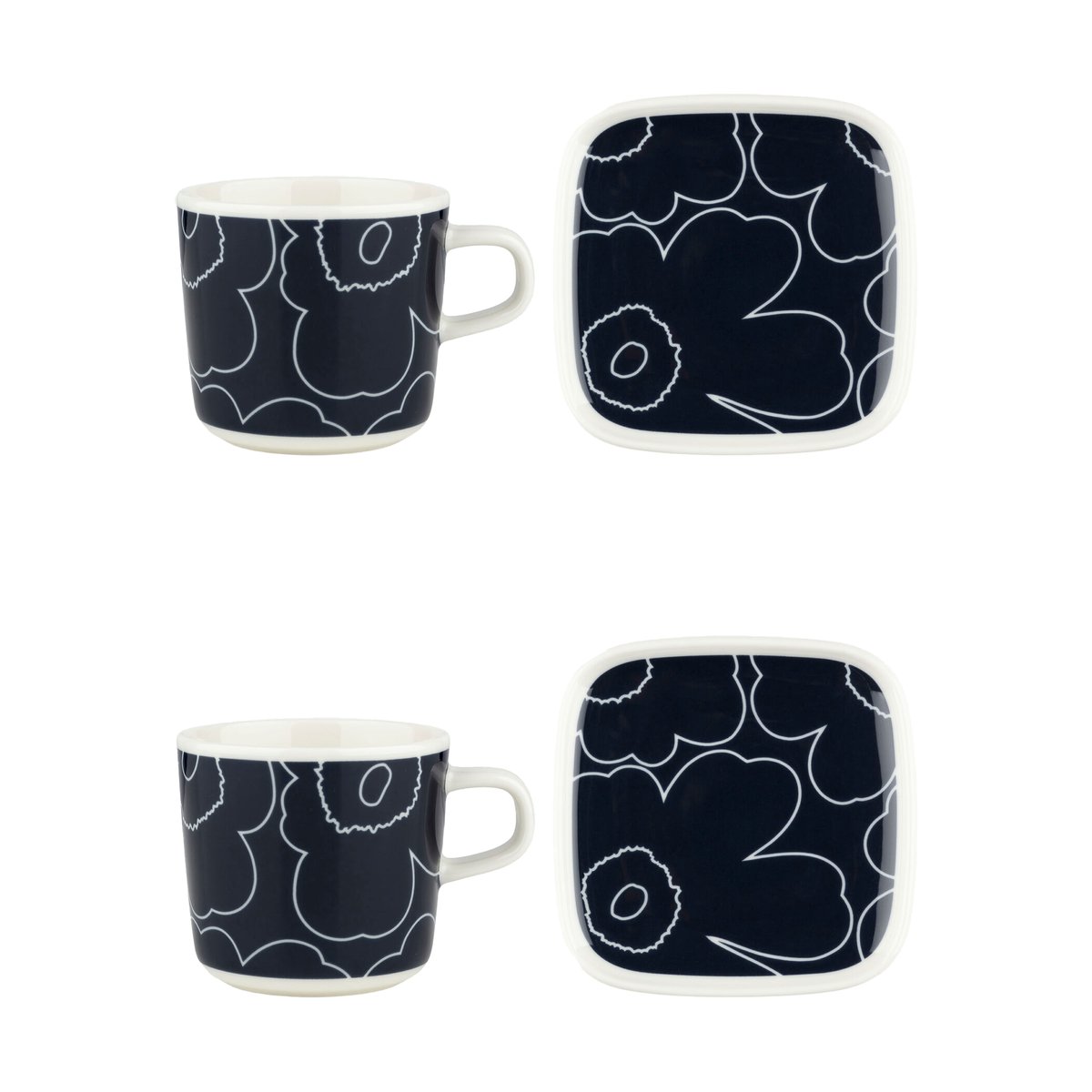 Marimekko Piirto Unikko kop og underkop sæt 20 cl 4 dele White-dark blue