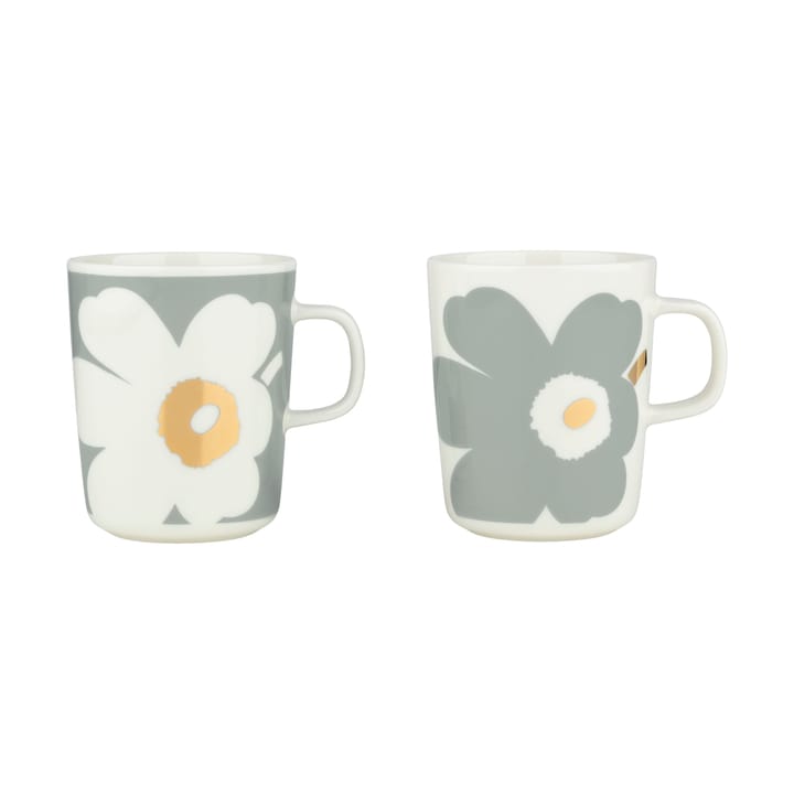 Unikko 60-års jubilæum kop 25 cl 2-pak, White-light grey-gold Marimekko