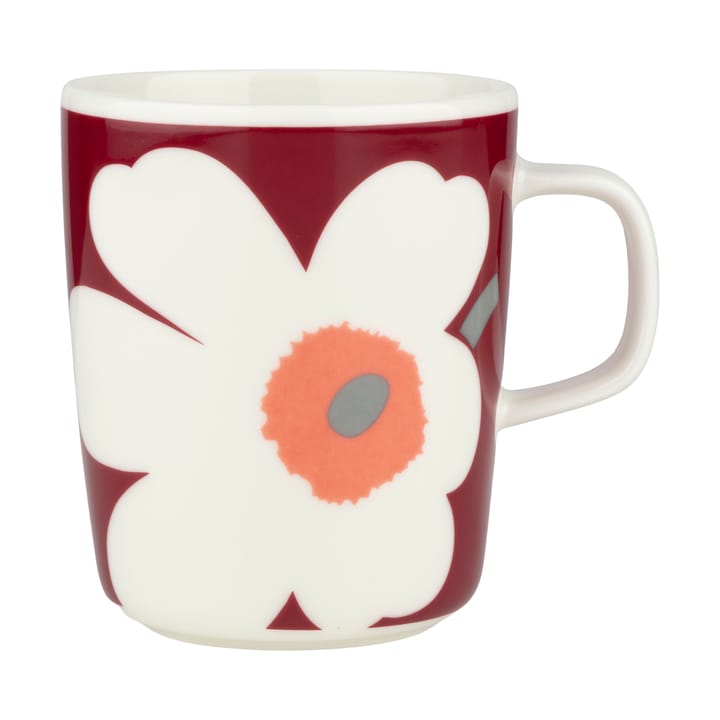 Unikko 60-års jubilæum krus 25 cl - White-dark cherry-ash grey - Marimekko