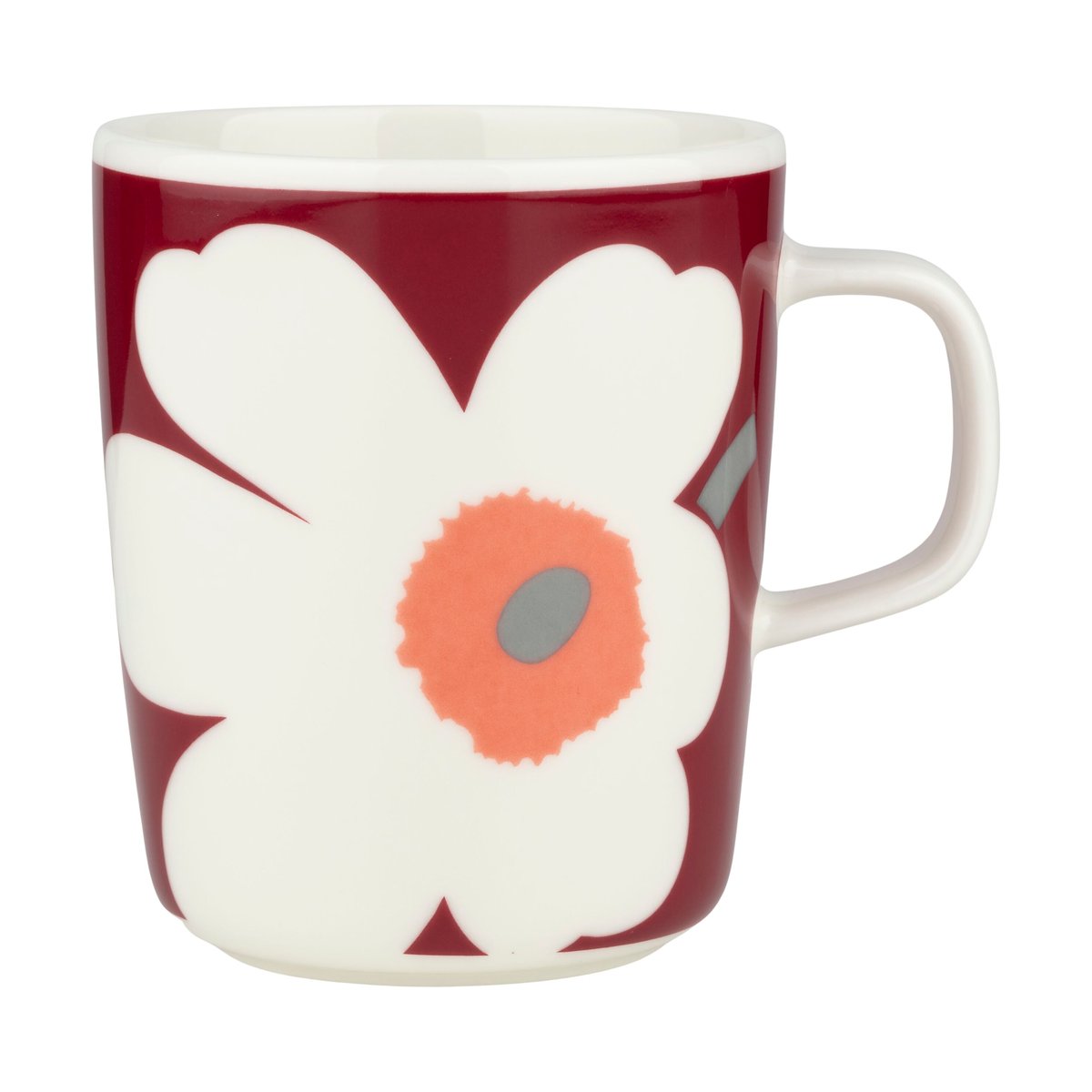 Marimekko Unikko 60-års jubilæum krus 25 cl White-dark cherry-ash grey