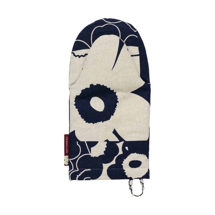 Unikko kollaasi grydehandske, Linen-dark navy Marimekko