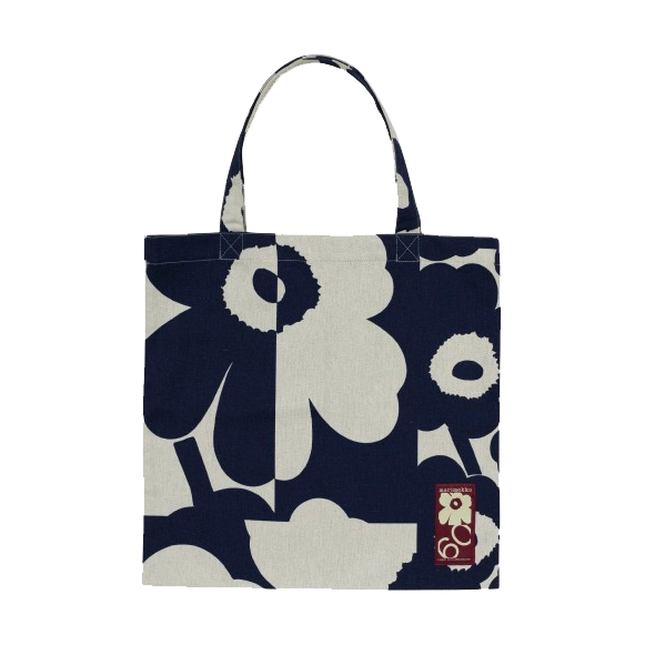 Marimekko Unikko kollaaso taske 44×43 cm Linen-dark blue