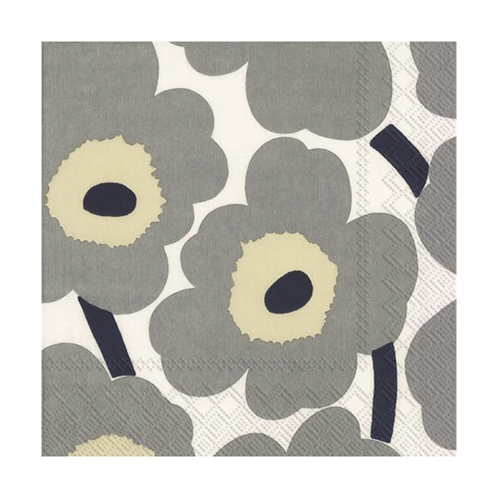 Unikko servietter 33x33 cm 20-pak, Grey-white Marimekko