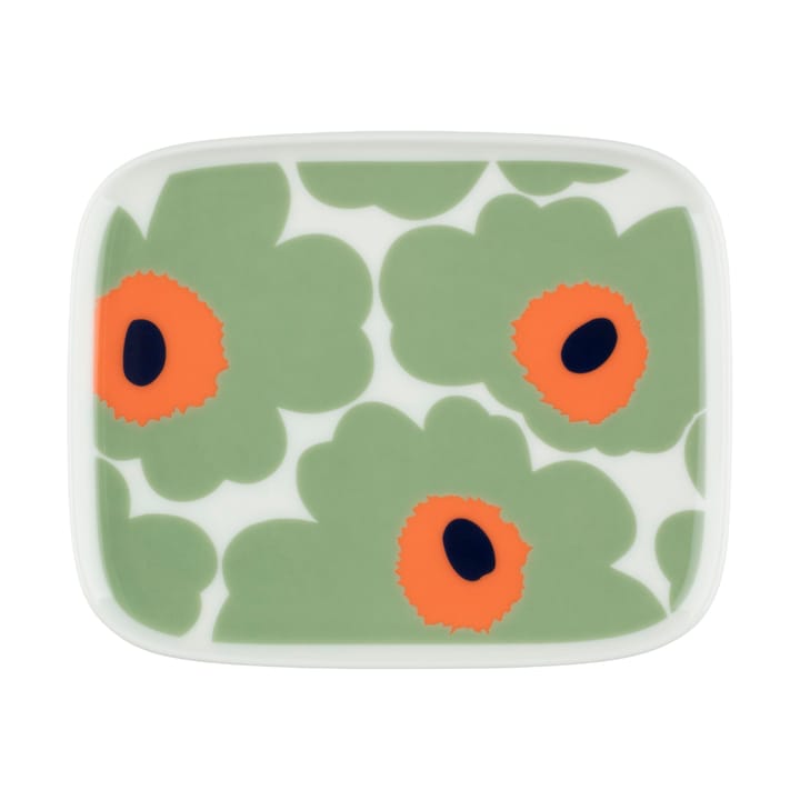 Unikko tallerken 12x15 cm, White-sage-orange-dark blue Marimekko