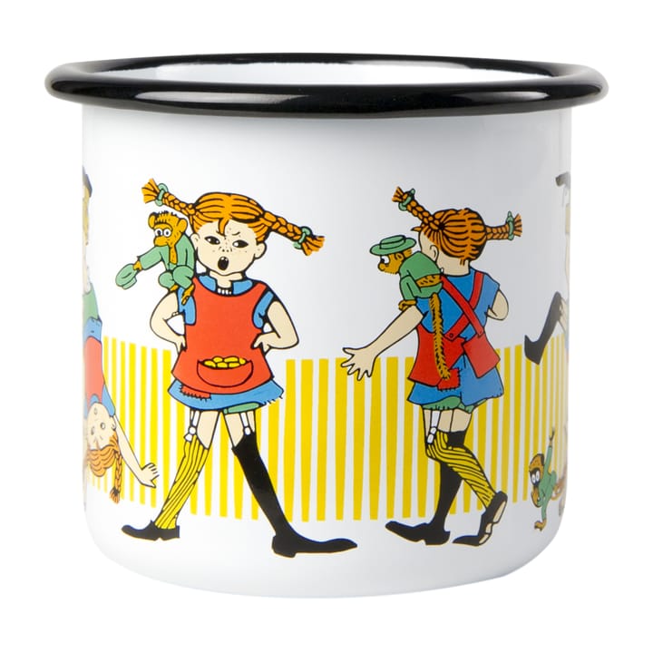 Pippi Longstocking emaljekrus 3,7 dl, White Muurla